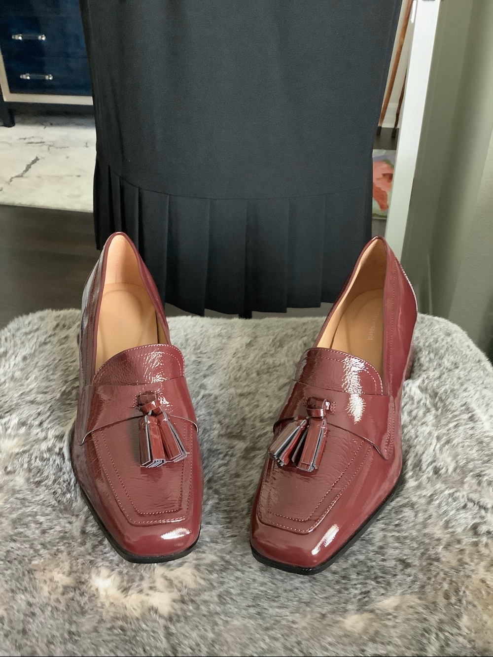 Women’s Easy Spirit Burgundy Patent Leather Tassel Loafers